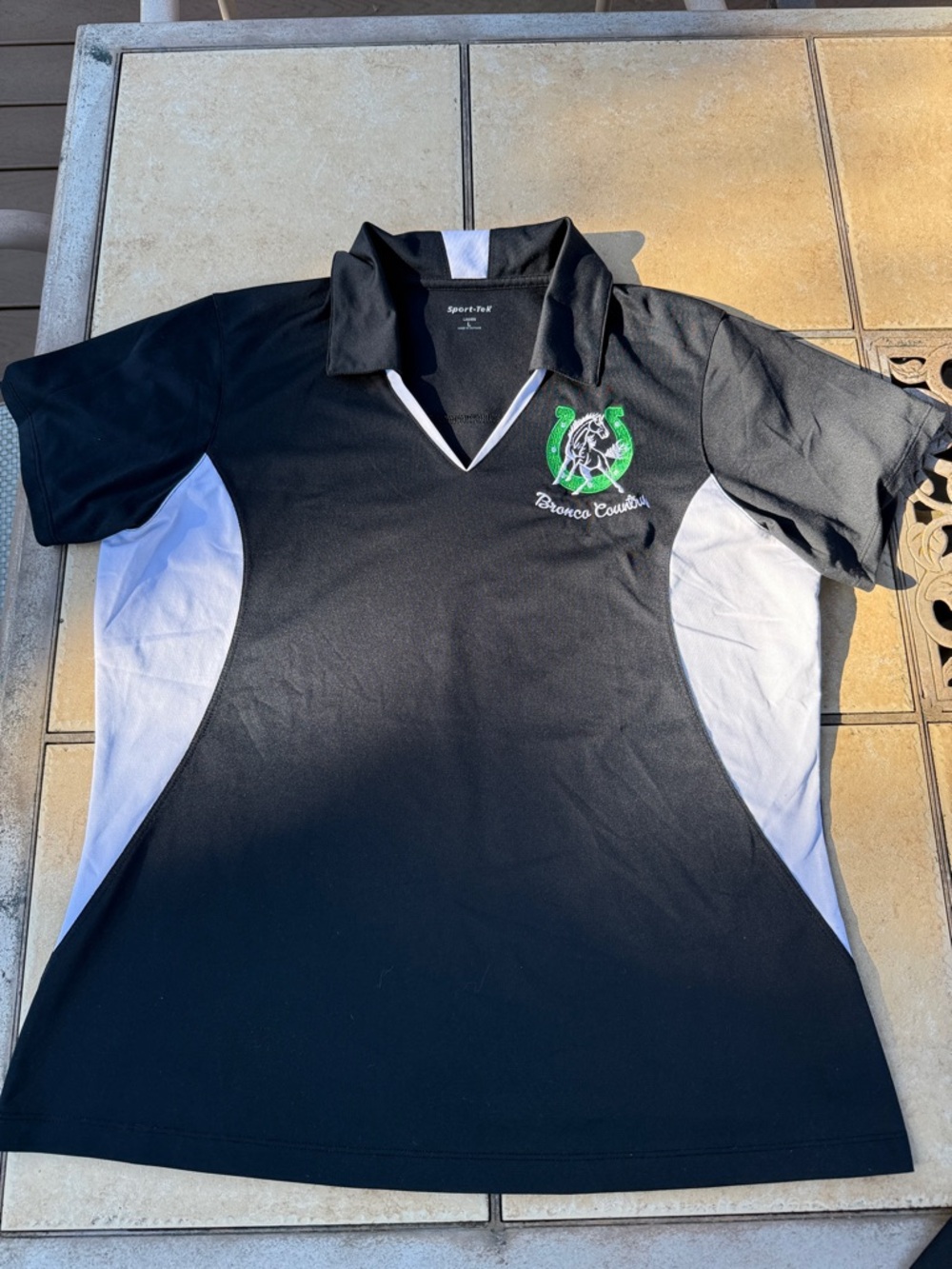 Sport-Tek Black, White & Green Bronco Cowboys Polo